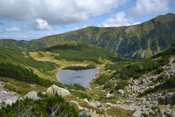 Fototapeta na wymiar Lake in mountains in Slovakia. Summer 2015