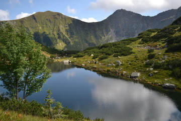Naklejka na ściany i meble View on lake in West Tatras in Slovakia. Shot in summer 2015