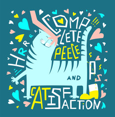 Love cats fun humor typography graphic poster design.