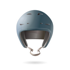 Blue bike helmet on white background. Vector illustration.