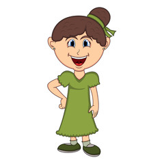 Beautiful girl with long dress cartoon