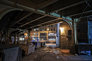 Dark City Alley at Night