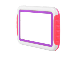 Tablet for kids front right side pink white and violet