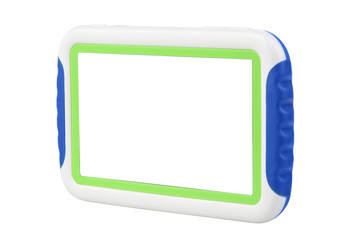 Tablet for kids front right side blue white and green