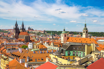 Fototapeta na wymiar Panoramic aerial view of Prague