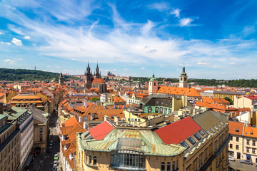 Naklejka na ściany i meble Panoramic aerial view of Prague