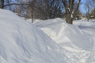 snow banks in the city