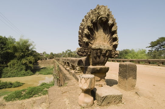 The 12th century bridge, near Siem Reap, Cambodia