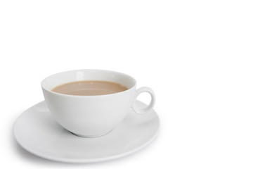 Close-up of teacup over white background