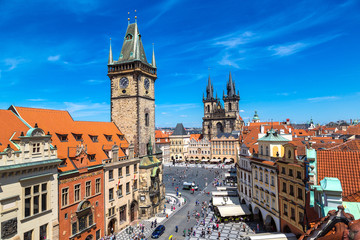 Panoramic aerial view of Prague