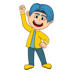 Boy raised his hand cartoon