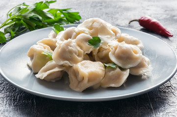 Meat Dumplings - russian pelmeni with sour cream