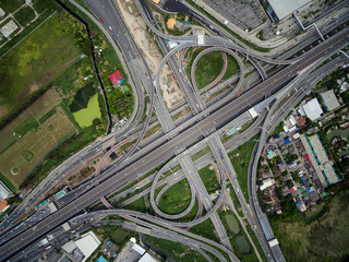 Aerial view above the busy Motorway & Ring Roads Inter-Change Systems