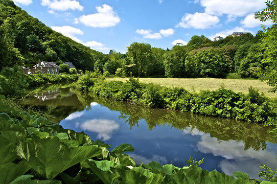 River Rance banks, Dinan, Brittany, France 