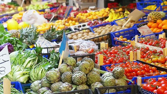 market stand of fruits and vegetable