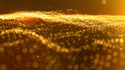Fototapeta na wymiar Luxurious gold sparkling particles wave background