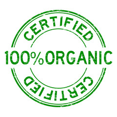 Grunge green 100 % organic certified round rubber stamp