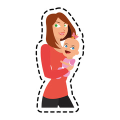Baby and mother cartoon icon. Child kid little small and infant theme. Isolated design. Vector illustration
