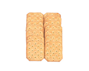 Pile of vegetable crackers isolated on white background