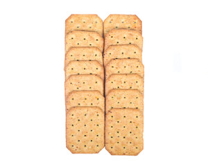 Pile of vegetable crackers isolated on white background