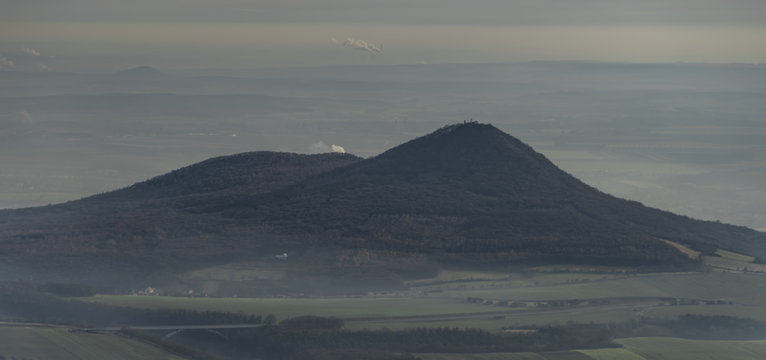 View from Milesovka hill in winter