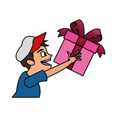 Gift and boy icon. Present holiday celebration and surprise theme. Isolated design. Vector illustration