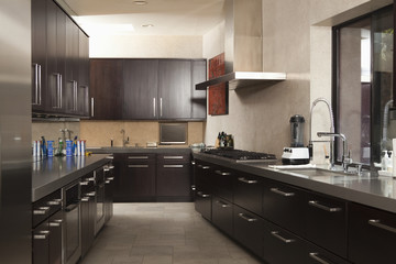 Interior of empty commercial kitchen