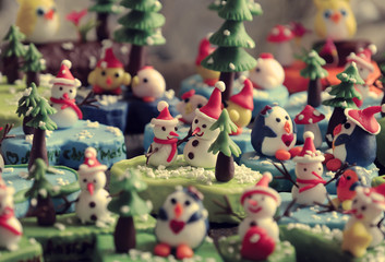 Merry Christmas background with Xmas ornament from clay