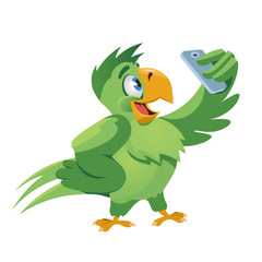 Funny sparrow making selfie. Cartoon styled vector illustration.