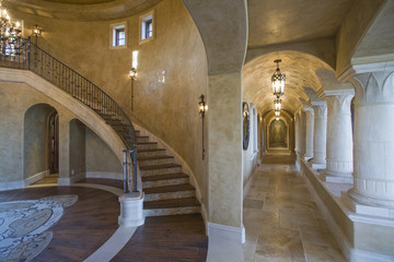 View of corridor and staircase in modern house