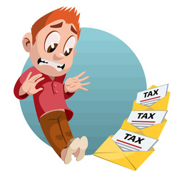 Tax letters. Cartoon styled vector illustration. Elements is grouped and divided into layers for easy edit.