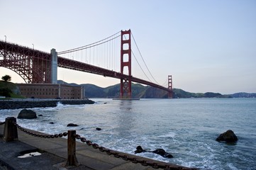 Golden Gate Bridge low angle perspective