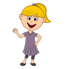 Beautiful girl waving her hand cartoon