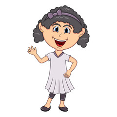 Beautiful girl waving her hand cartoon