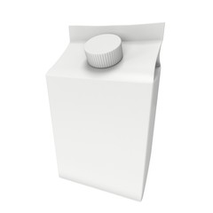 Milk or juice box with lid. Retail package mockup. 3d render illustration isolated on white.