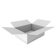 Open box. 3d render illustration isolated on white. Transportation concept.