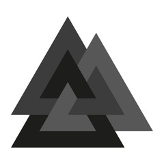 Optical illusion object. Valknut or Knot of the dead. Magic symbol, an interlacing of three triangles