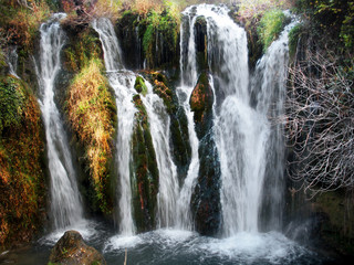 Fototapeta premium closeup of a waterfall in the forest