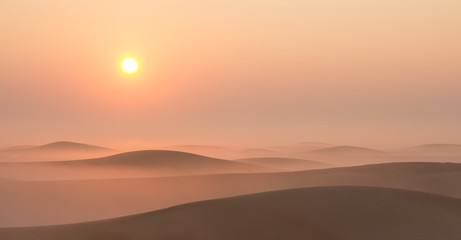 Quiet moment in desert during sunrise. Dubai, UAE.