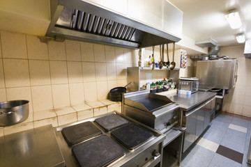 Interior of empty restaurant kitchen