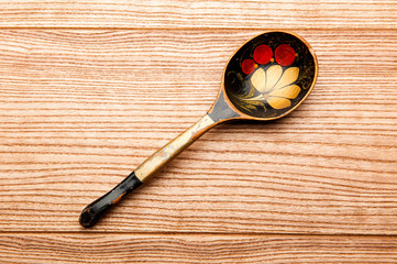 old wooden spoon on the table