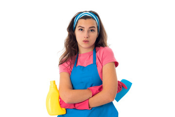 young maid woman with cleansers