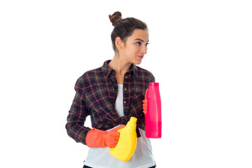 young maid woman with cleansers