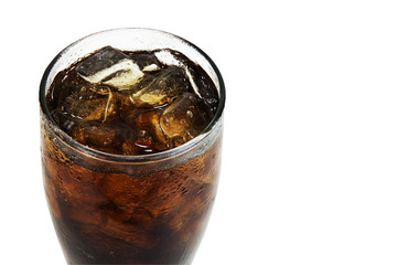 Close up soft drink with soda in glass