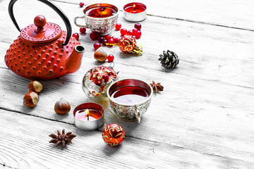 Christmas tea with berry cranberry