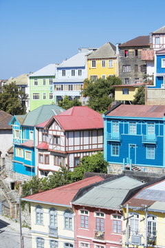 Traditional colorful houses, Valparaiso, Chile
