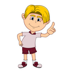 Little boy pointing his finger cartoon