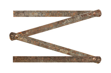 Rusty steel folding ruler