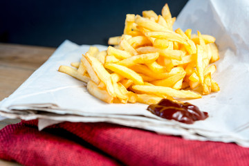 Golden French fries potatoes ready to be eaten