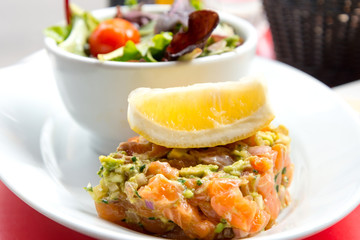 A seafood salad with smoked salmon